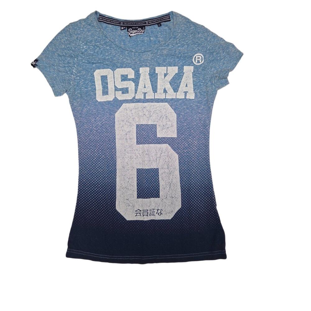 Superdry Osaka 6 Blue Ombre Gradient Short Sleeve T-Shirt Size M